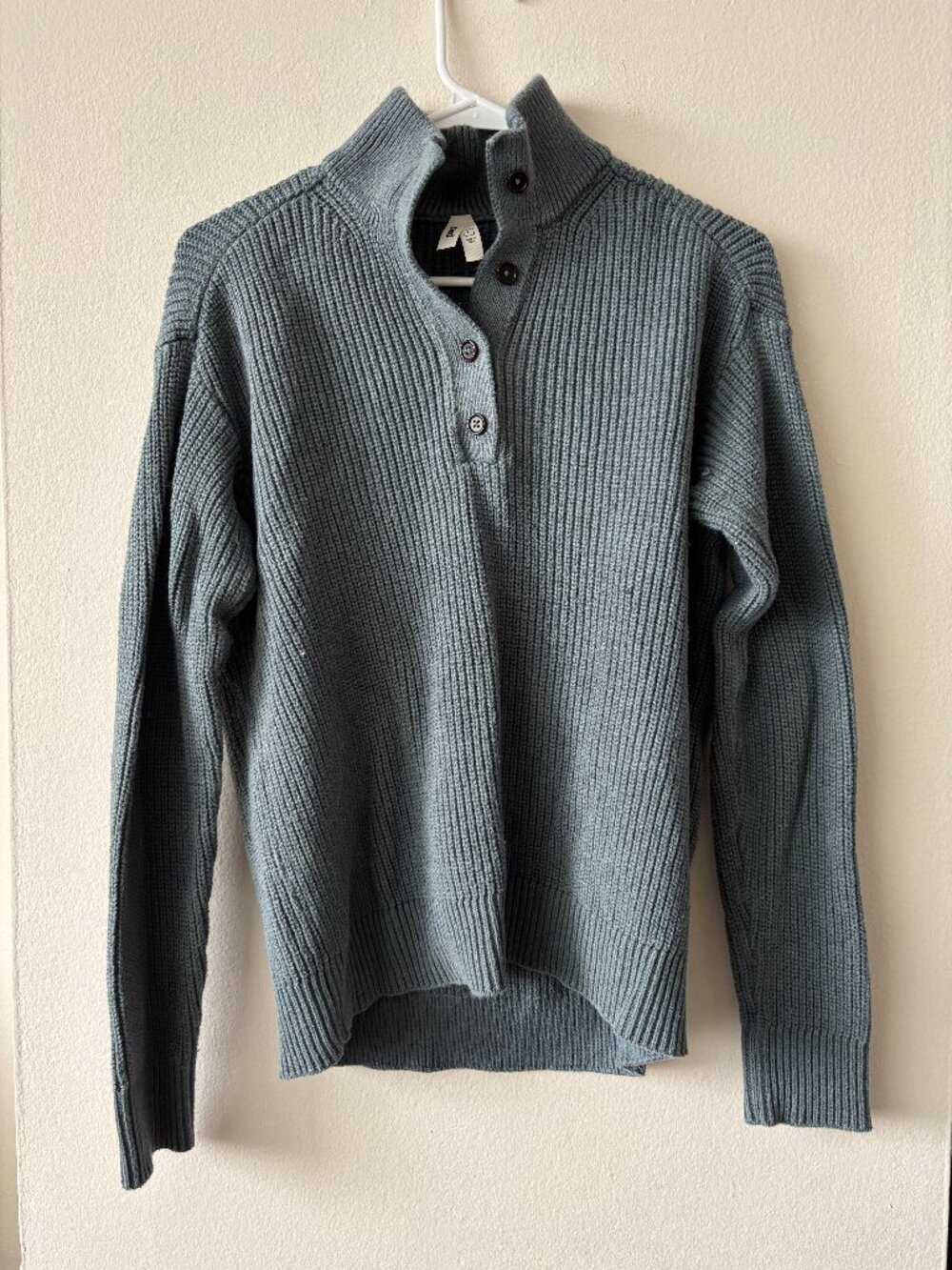 Pact Womens Luxe Knit Gray Henley Sweater - Size L
